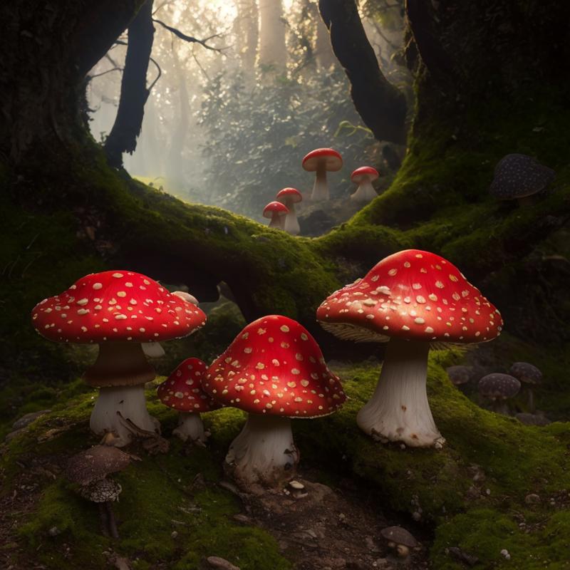 00225-2319881482-masterpiece, intricate wizard photo, precisely detailed mushrooms with red caps and enchanted semicircular rainbow in a valley,.jpg